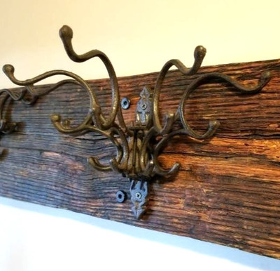 Vintage IRON ART Cast Iron Metal Wall Coat Rack w/ 5 Swivel Arms 15 Hooks Pivot