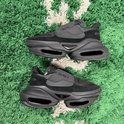 Size 8 Balmain B-Bold Low Top Black Suede Sneakers - Super Clean (41)