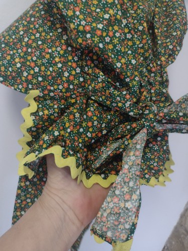 Vintage 70s Handmade Prairie Dress & Bonnet Set Yellow Floral L Cottagecore, $36 - Photo 18