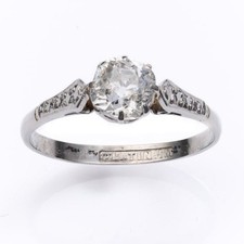 Antique Platinum 0.9ct Old Cut Diamond Solitaire Ring