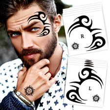 10-Pack Tribal Face Tattoo Temporary Stickers for Halloween, 3.7 X 3.7 Inch Blac