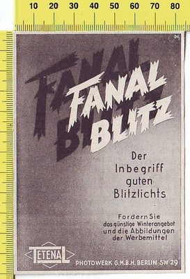Alte Werbeanzeige. Fatal Blitz. Blitzlicht. TETENAL Photowerk GmbH Berlin