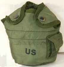 US Army Military Issue 1 QT QUART CANTEEN COVER POUCH  OD NYLON w ALICE CLIPS VG