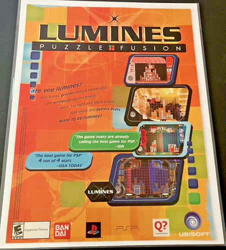 Lumines Puzzle Fusion - Vintage Gaming Print Ad / Poster / Wall Art - MINT