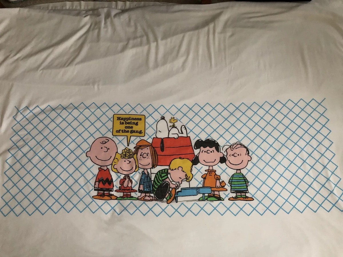 Drap Plat Vintage Esmond Peanuts Gang Snoopy Et Taie D'oreiller - Taille Twin - Enfant