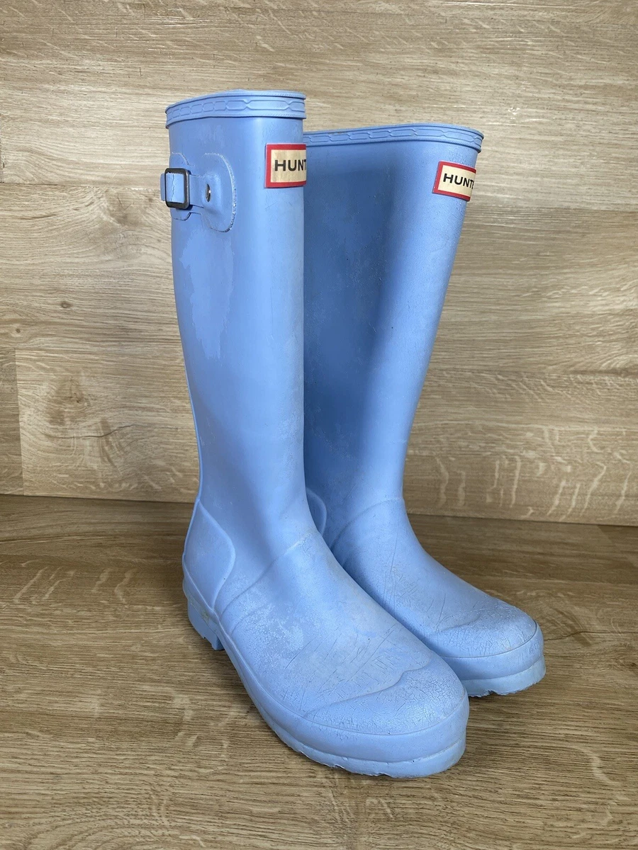 Hunter Original Tall Womens Kids Light Blue Wellies Boots Sze UK 3