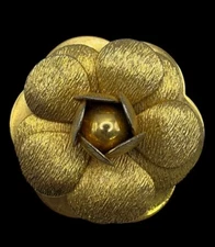 Vintage Scarf Dress Clip Gold Tone Flower