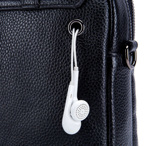 Functional Double Zipper Pocket Crossbody Bags Cowhide Leather Shoulder Handbag - Picture 13 of 29