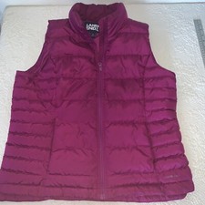 Lands' End Women's Quilted Down Puffer Vest Size L 14-16 Full Zip Insulated