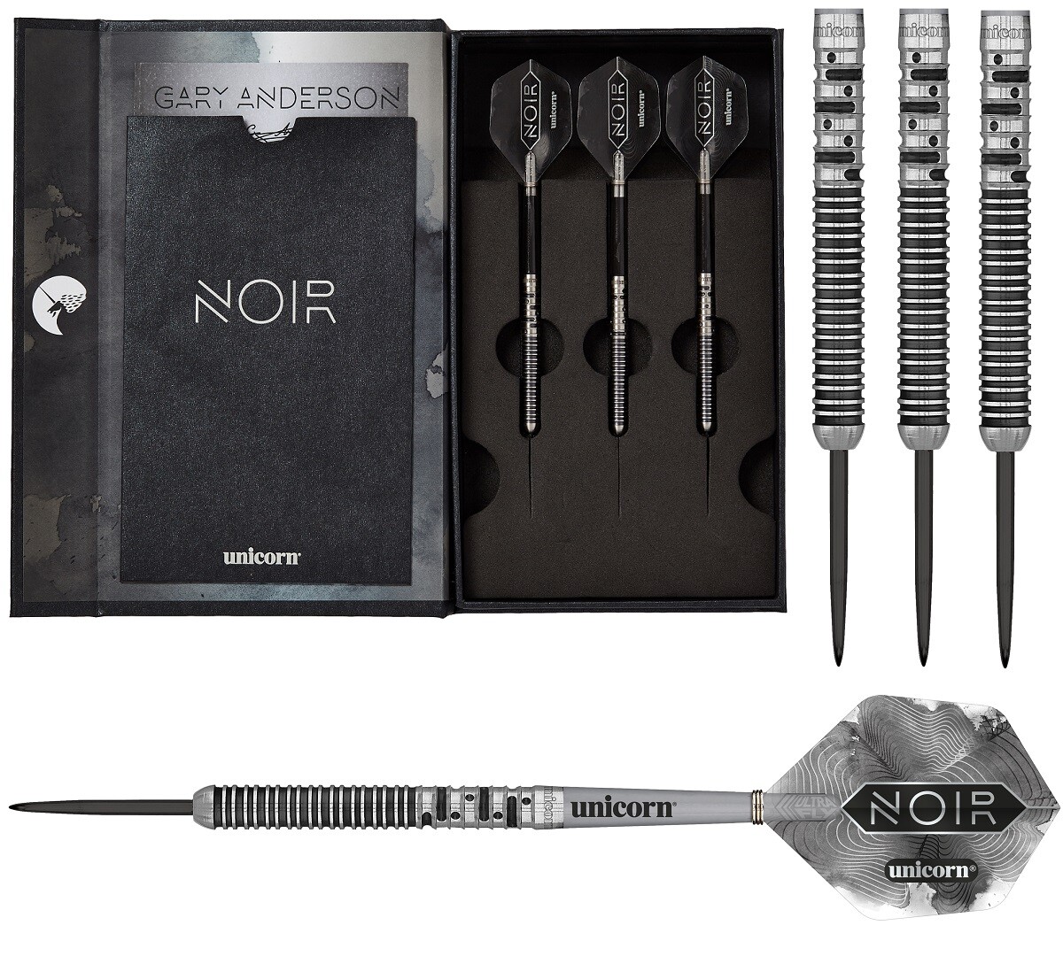 Gary Anderson Noir Phase 5 90% Tungsten Steel Tip Darts by Unicorn