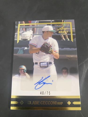 2020 Leaf Ultimate Draft 1991 Gold Leaf Rookies Auto Gold Slade Cecconi /75 - Picture 3 of 3