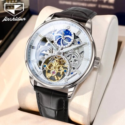 Waterproof Watch Men Automatic Mechanical  Luxury Skeleton Leather Men's Strap