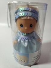 Precious Moments by Enesco POSEABLE HOLIDAY ORNAMENT Blonde Blue Dress New