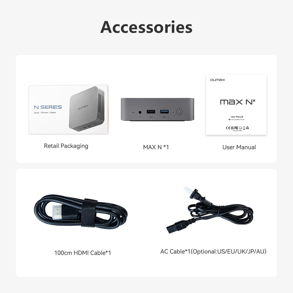 Oumax Intel N95 mini pc up to 3.4GHz 4C/4T RAM8GB DDR4 SSD256GB WIFI5 Computers - Image 4 of 4