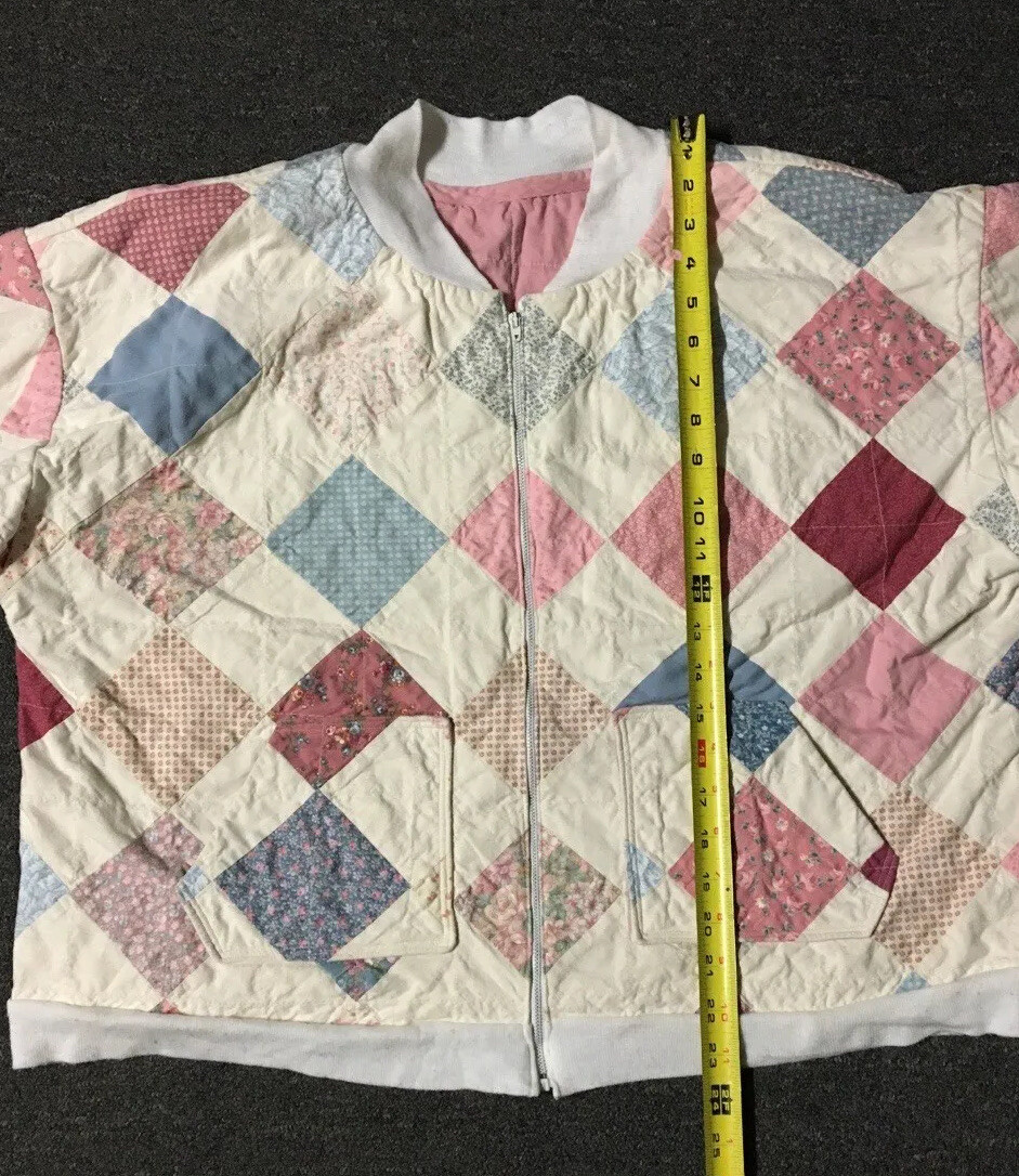Vtg 60s Quilted Patchwork Jacket Boxy Homemade Id… - image 12