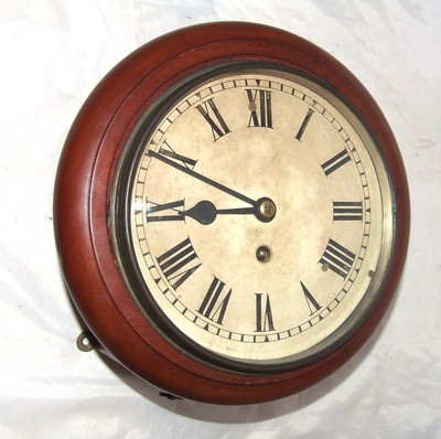 Antike seltene 8 Zoll Zifferblatt KETTE Fusee Mahagoni Wand Schuluhr um 1900