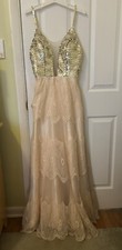 Light In The Box Exquisite Champagne Tulle Formal Gown With Sequins Size 6