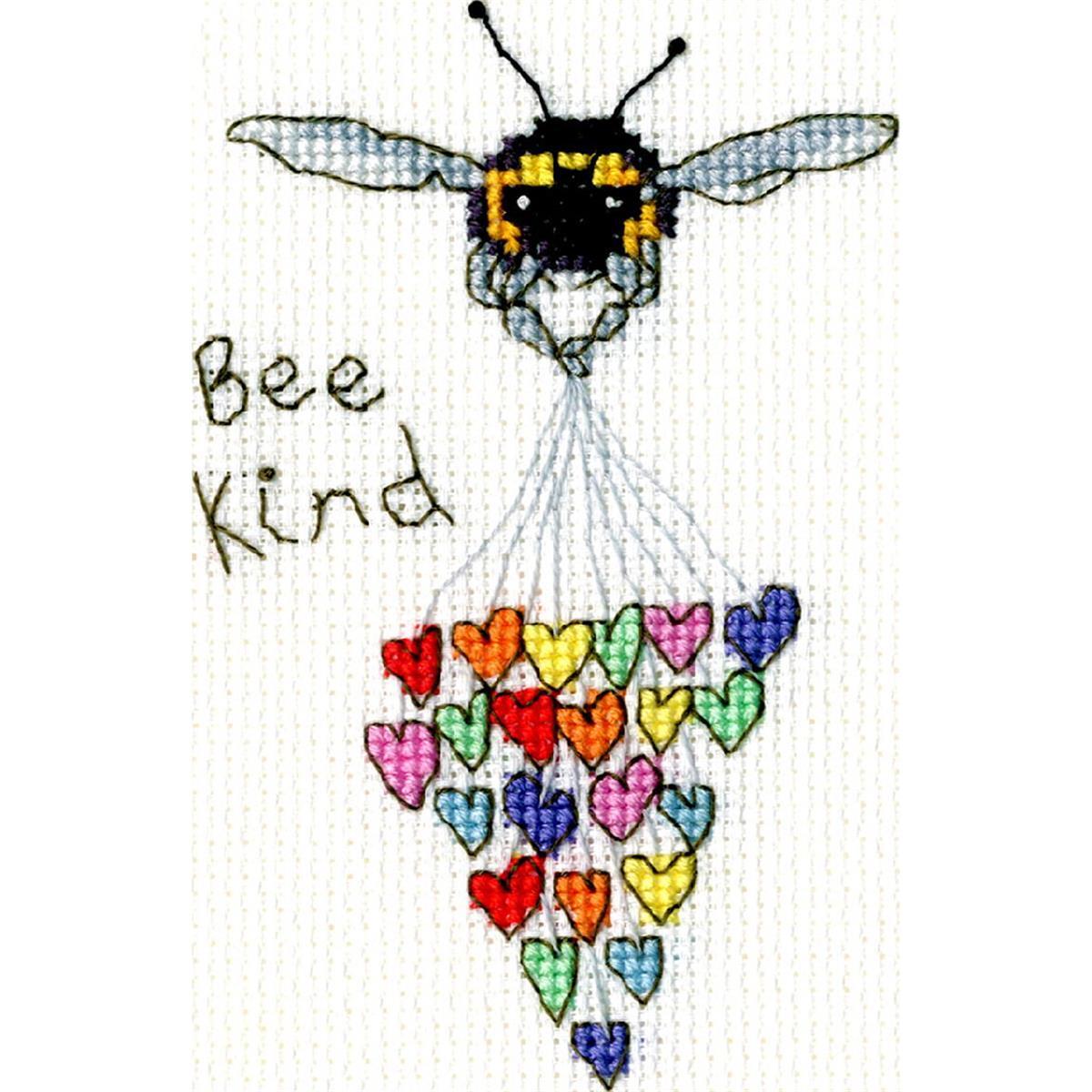 Bothy Threads  greating card counted cross stitch kit ""Bee Kind"", XGC27, 9x13cm,