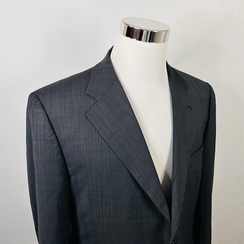 Canali 44R Sport Coat 100% Wool Black Two Button Double Vented Made in Italy