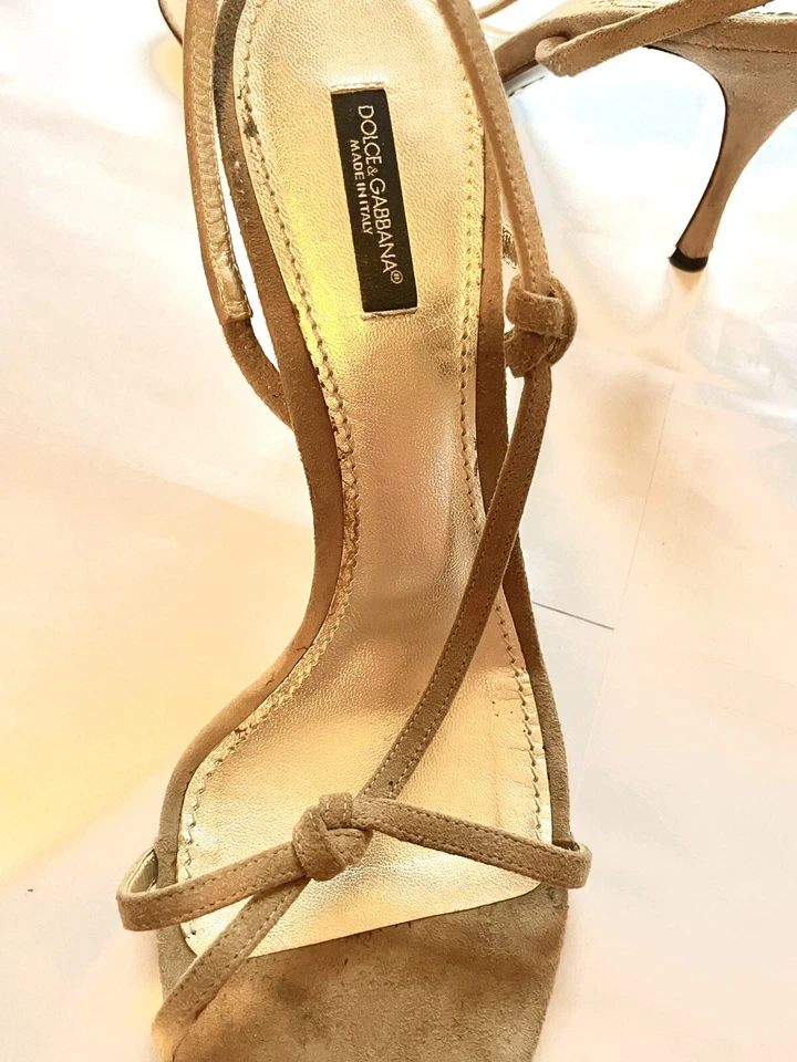 Dolce & Gabbana High Heeled Sandals, Size 41 / 11 , Suede, Beige Color - Image 2 of 4