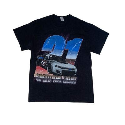 Vintage Y2K Speed The Light 21 Nascar Style Souvenir schwarzes T-Shirt Größe Medium