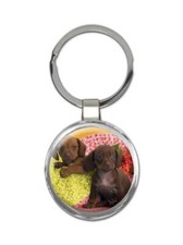 Dogs : Gift Round Keychain Pet Animal Puppy Funny Cute Canine Pets