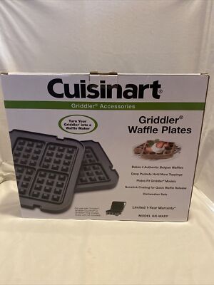 Cuisinart GR-WAFP Griddler Waffle Plates Belgian Waffles~ Makes 4 Waffles NEW