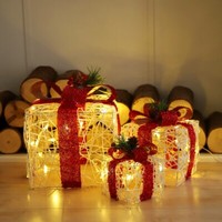 3Er Set Led Geschenkbox Weihnachten Beleuchtete Geschenkboxen 8 Beleuchtungsmodi