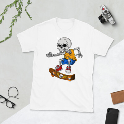 Big Headed Skull Skateboarding Halloween Design