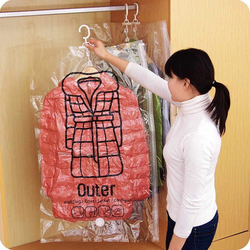 Hanging Vacuum Storage Bags For Clothes With Hanger Space Saving