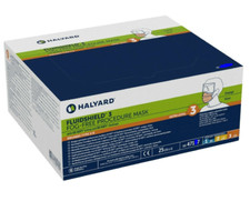 25 Pack Halyard 47147 FluidShield ASTM 3 Fog-Free Procedure Face Mask Exp 3/2025