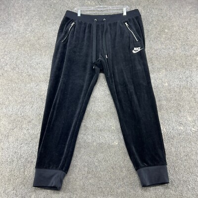 nike velour joggers black
