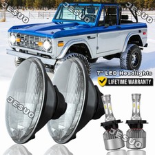 Pair 7 Inch Led Headlight Halo Hi-lo For Ford Mustang 1965-1973 Bronco 1966-77 Pair 7 Inch Led Headlight Halo Hi-lo For Ford Mustang 1965-1973 Bronco 1966-77