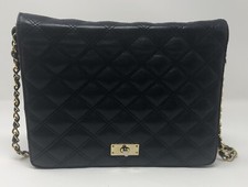Talbots Lux Navy Diamond Quilted Lambskin Flap Crossbody Chain Clutch Strap