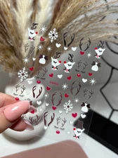 Sliver, Reindeer, Hearts, Nail Stickers, Self- Adhesive, Nail Art- SWA51