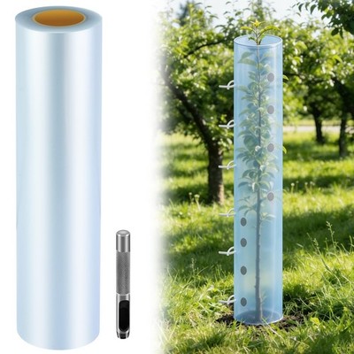 1 Roll Tree Grow Tubes for Sapling, 17''×384'' 1roll, Frosted Clear