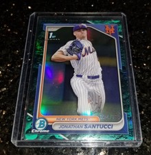 2024 BOWMAN CHROME DRAFT AQUA LUNAR REFRACTOR JONATHAN SANTUCCI /125 1ST RC METS