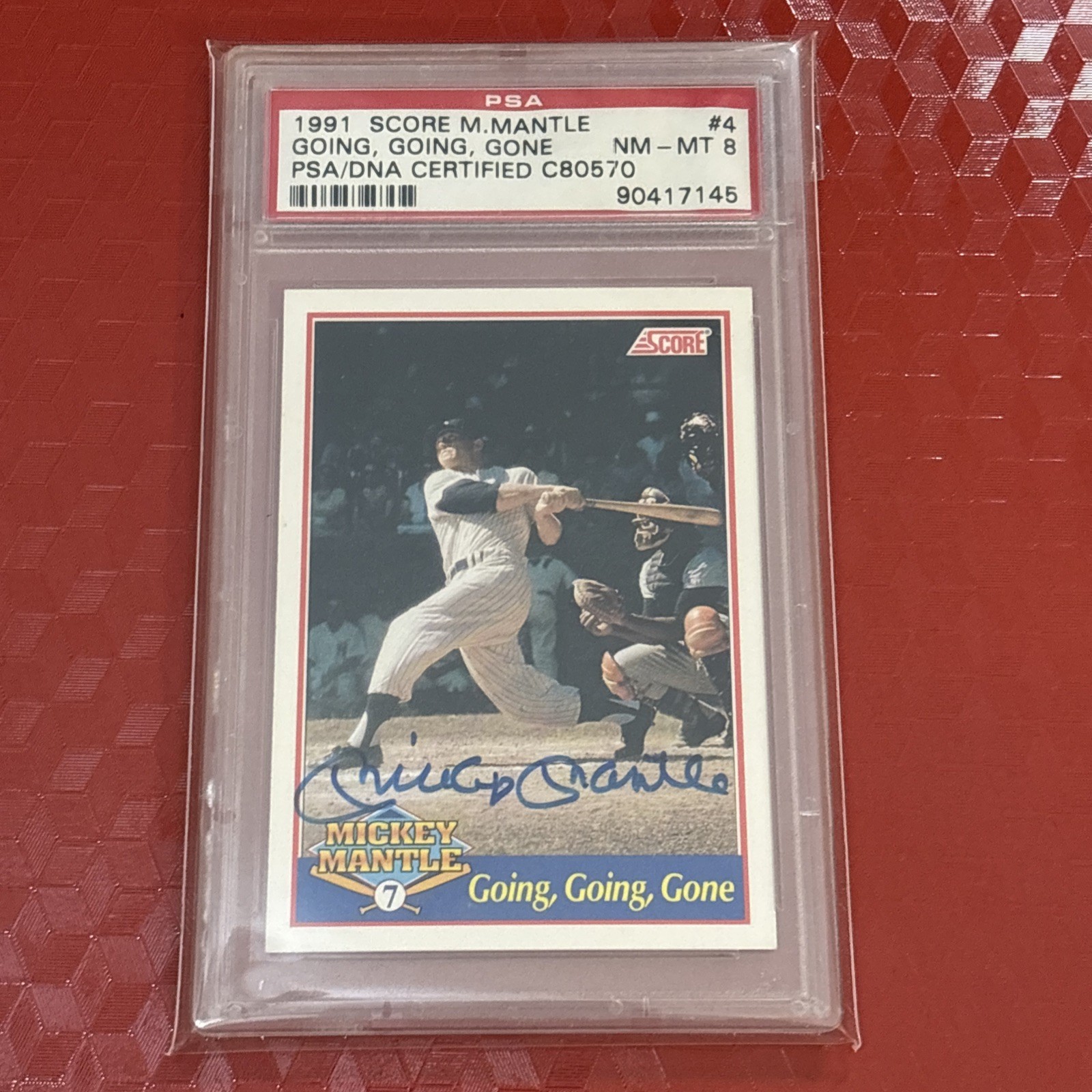 Mickey Mantle 1991 Score Auto PSA 8 /2500 Bold Auto Beauty! 
