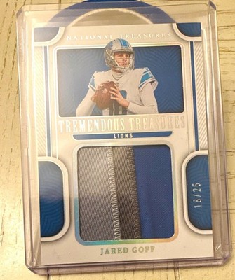 Panini 2022 NT Jared Goff Tremendous Treasures 16/25 Jersey match 3 color patch