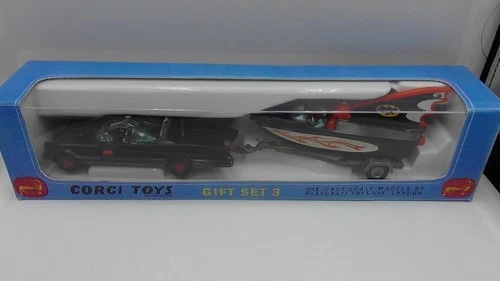 Corgi Batmobile And Batboat Gift Set 3 1st Edition Vintage 1967 In Excellent Cdn