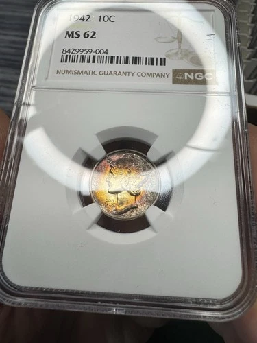 1942 Mercury Dime MS62 NGC Gorgeous Album Toned Fresh From Grading