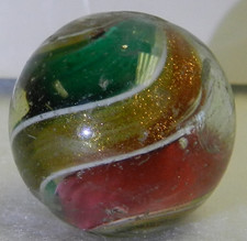  20709m Large .90 Inches German Handmade 2 Color Ribbon Lutz Shooter Marble