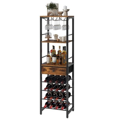 IBUYKE Wine Rack Freestanding Floor, Bar Cabinet for Liquor and Glasses,4-Tie...