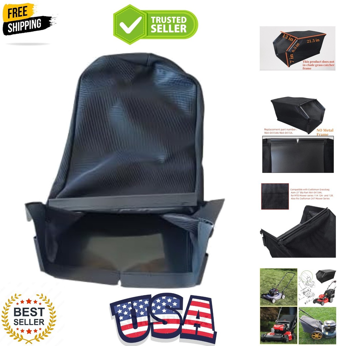 Efficient 21” Grass Catcher Bag for MTD/Craftsman Mower