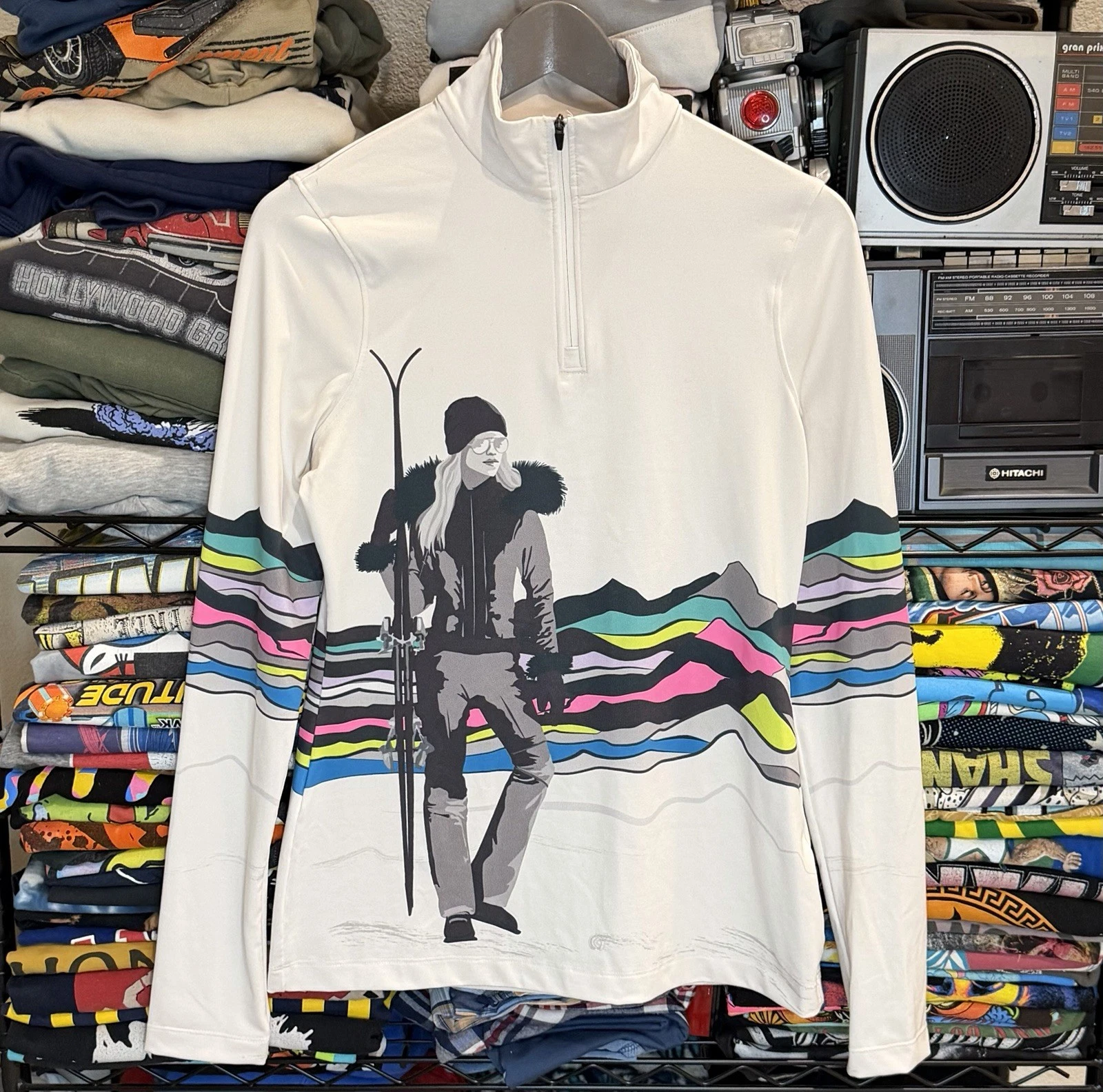 Spyder Women's White Ski Thermal 1/4 Zip Base Layer Top Long Sleeve S/P