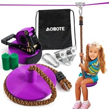 Zipline Kit for Kids and Adutls, Stainless Steel Pulley,Slackline 56ft with Z...