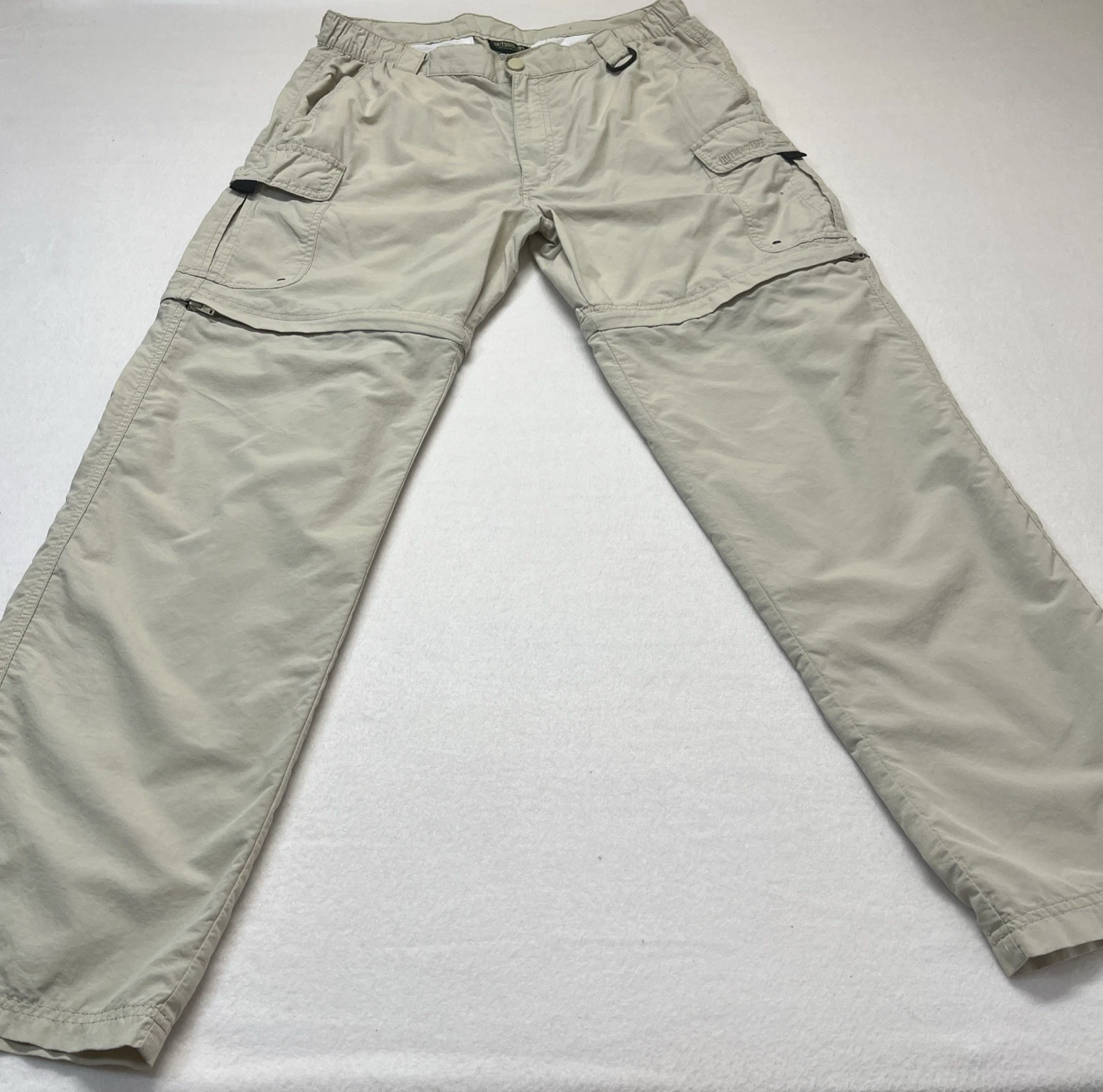 Outdoor Life Convertible Cargo 36X31 Hiking Fishing camping Pants Nylon Beige