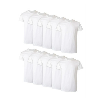 Hanes Men's S Regular Fit Tagless Cotton Jersey White Crew Neck T-Shirt Lot