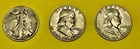 One Walking Liberty Half Dollar and Two Franklin Half Dollars