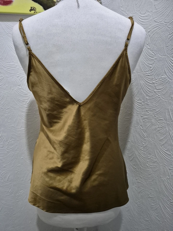 Zara satin gold top blouse size 12 40 strappy inner blouse party - Image 4 of 4